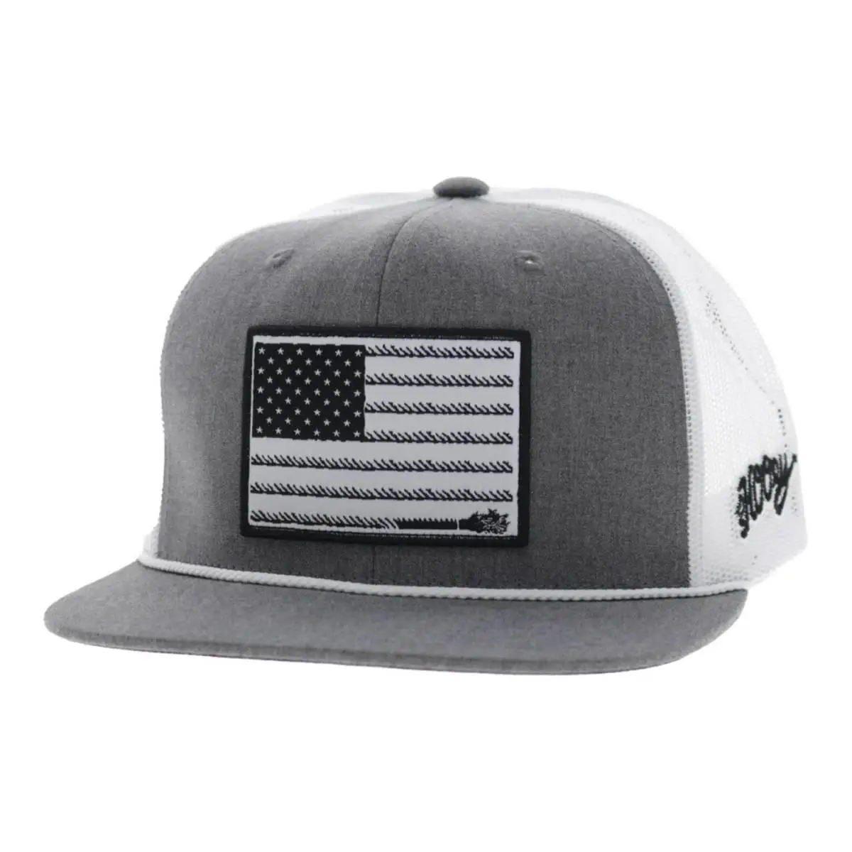 Hooey Unisex Liberty Roper Grey & White Mesh Back Snapback Patch Cap Hat
