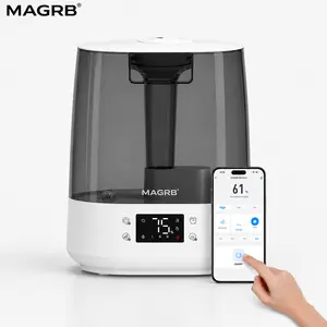 【DealsForYouDays】MAGRB 6L Smart Humidifier for Bedroom and Large Room, APP Remote Control Cool Mist Humidifier with Auto Humidity Control, 1-24H Timer, 3 Mist Levels, Sleep Mode, Top Refill Design, Visible Water Tank, Aroma Pads Included