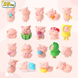 19pcs Mini Resin Pig Home Decor Set, Cute Pigs with Various Expressions, Fun Pig Figurine Collection, Perfect for Home Decoration