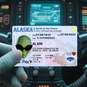 10pcs Ufo Operator License Prop Cards, Durable PVC Alien Costume Accessories, Perfect for Space Theme Parties, Role Play, Prank Gifts