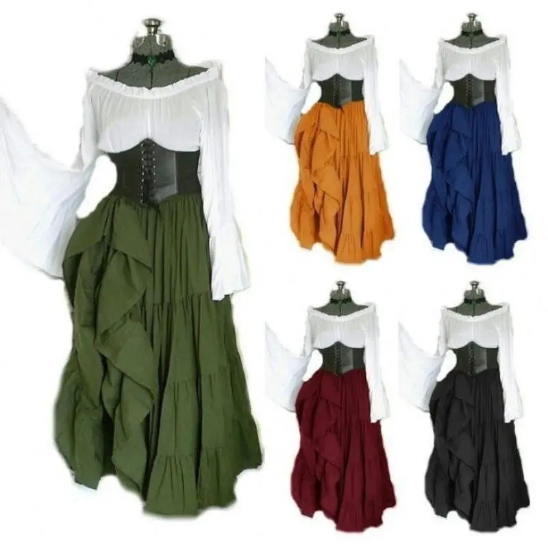 2025NewLongSleeveDressLooseFitSlimmingWomen'sRenaissancePeriodMedievalCostume2025
