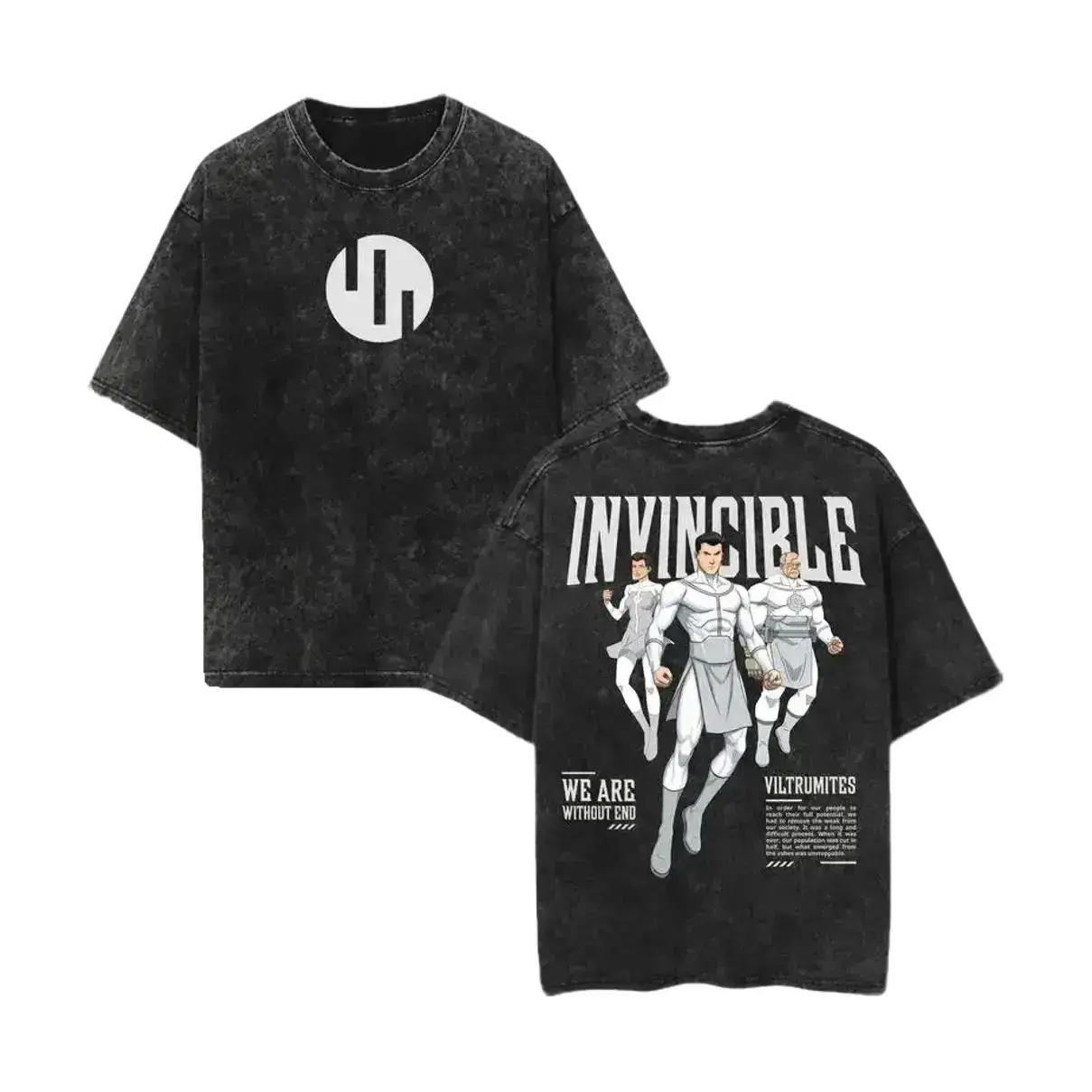 Unisex Invincible Graphic Tee, Vintage Washed Heavy Cotton Shirt with a Relaxed Fit, Classic Crew Neck 90s Comic Print Streetwear, Casual, Retro, S, 3Xl, Cold Wash, Exceptional Quality, Loose-Fitting, Oversize, Multi-Function