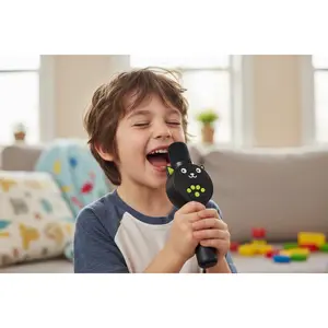 Kids Karaoke Speaker Microphone with Fun Cat Design Portable Karaoke Gear for Kids Packaged Size 8x21x5.7 cm