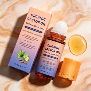 Organic Cold Pressed Castor Oil with Rose Quartz Roller, Hexane-Free, nourishes and repairs skin, hair & body daily