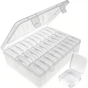 Small Bead Organizers, 30 Pieces Plastic Storage Cases Mini Clear Bead Storage Containers Transparent Boxes with Hinged Lid and Rectangle Clear Craft Supply Case Set Lightweight