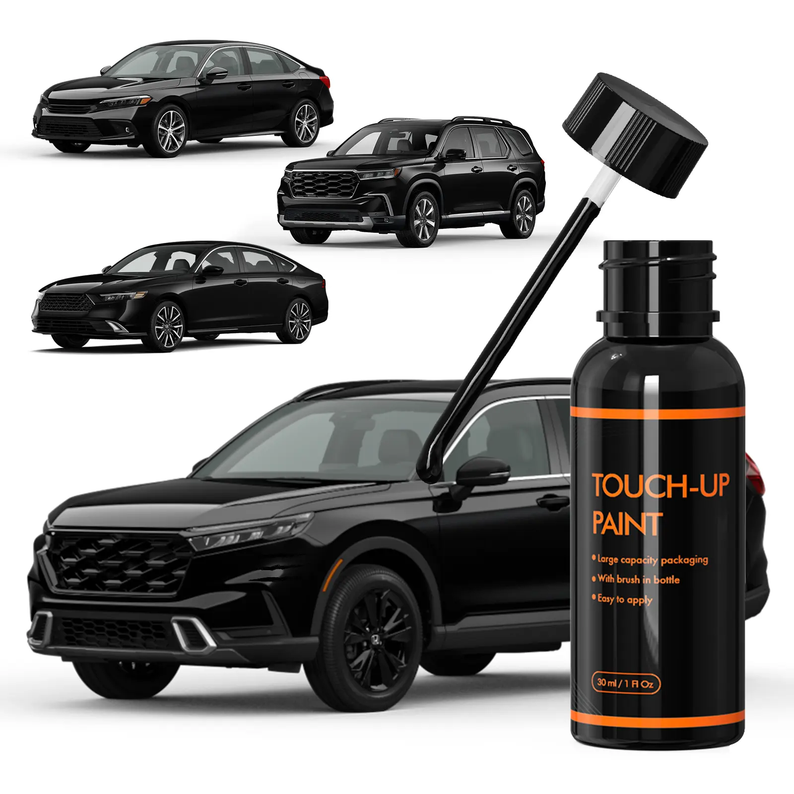 【Shipped from US FBA Warehouse】XTryfun Honda Crystal Black Pearl/Lunar Silver Special-Purpose Touch Up Paint 30ML Multi-Color Kit - Compatible with Civic/CR-V etc., Quick Dry Repair for Front Bumper/Door Scratches, Ideal for Daily Scuffs