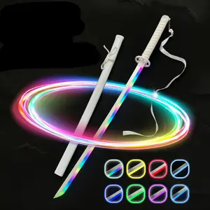 ELERVINO 41 inches LED Light Bleach Cosplay Sword Sode no Shirayuki Swords with White Belt & Holder Stand 10 Color Changing Modes Display for Halloween Anime Role Playing Props Cosplay Collection Decoration Christmas Gift Birthday Decoration