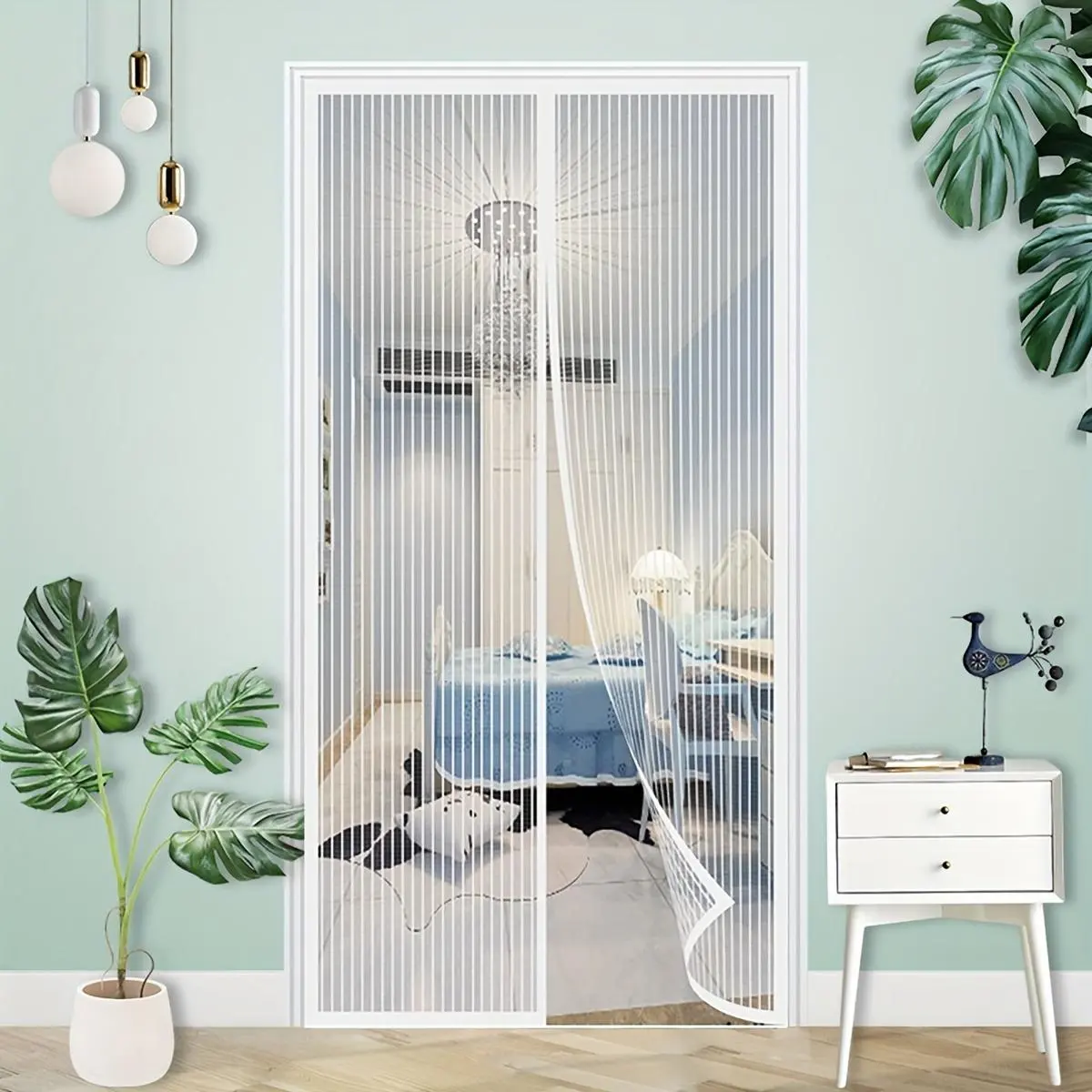 Magnetic Screen Door, 1pc Summer Magnetic Screen Door, Washable Pet Friendly Screen Door, Home Decor Supplies for Living Room & Bedroom, Decorative Screen Door Mesh, Magnetic Doors