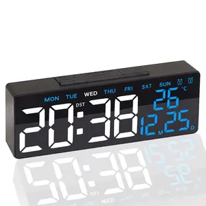 Vintage Style Practical LED Clock, Multifunctional Alarm Clock, Digital Clock Decor, Date Temperature Week Display, Modern Digital Alarm, Adjustable Brightness, Snooze Easy Reading, Digital Alarm Clocks