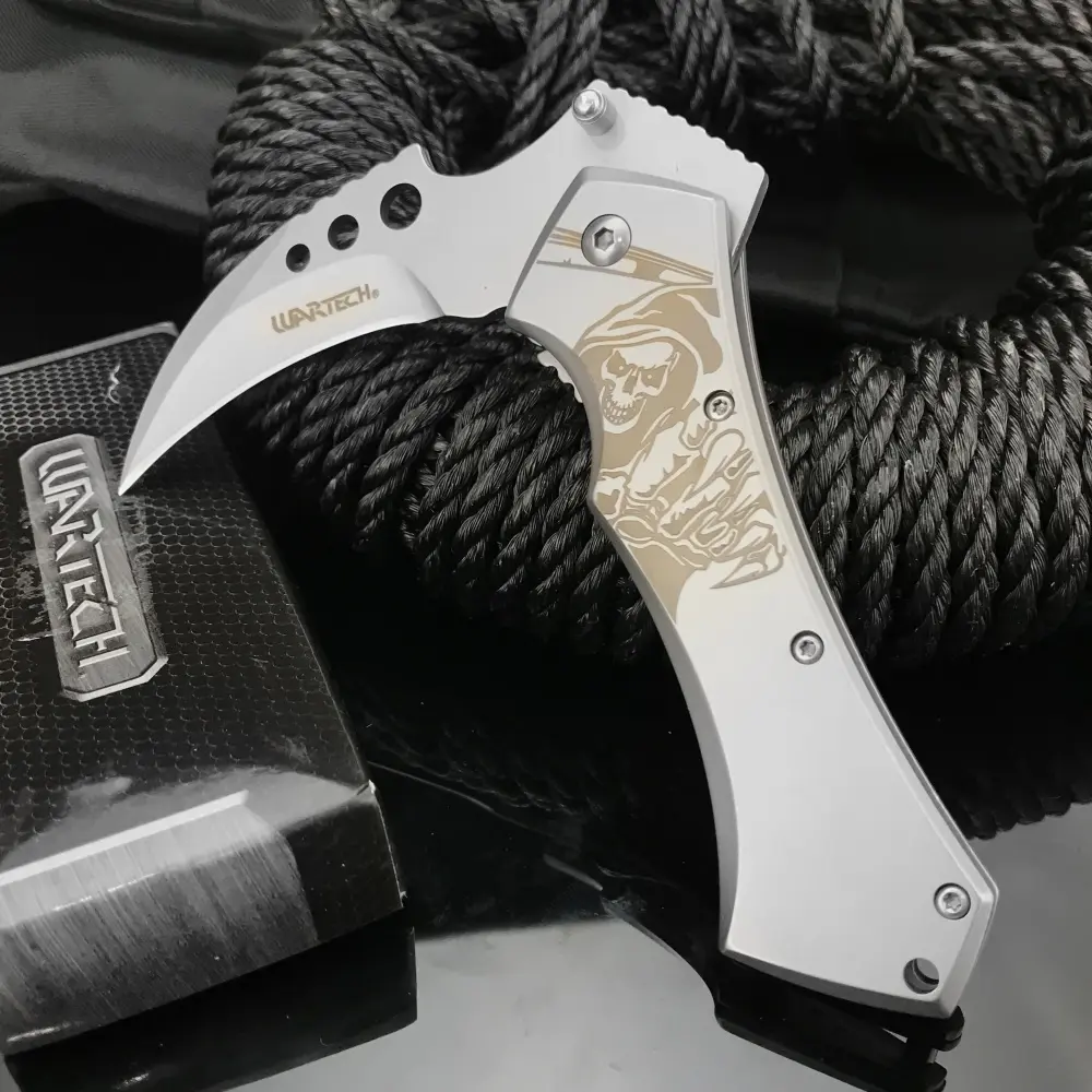 Pocket Folding Knife, 440C Blade, Stainless Steel Handle, Tactical Survival Knife, Portable Self Defense Emergency Tool, Camping & Outdoor EDC Multipurpose Knife