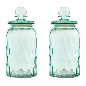 10 Strawberry Street Textured Glass Flower Canister, Set of 2