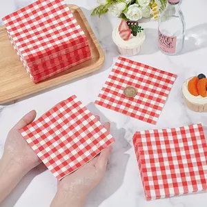 20 Sheets Checkered Disposable Napkins, Ideal for Restaurants, Bars, Picnics, Birthdays, Christmas, Halloween, Weddings, 25x25 Cm
