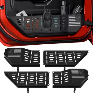 2pcs Metal Build Front Door Pocket Storage Box Organizer with MOLLE Panels, Accessories for Car, Fit 2018-2025 JL JLU 4XE & 2020-2025 JT Off-Road Vehicles (Not for Power Seats, Car Interior Stowing & Tidying Accessory)
