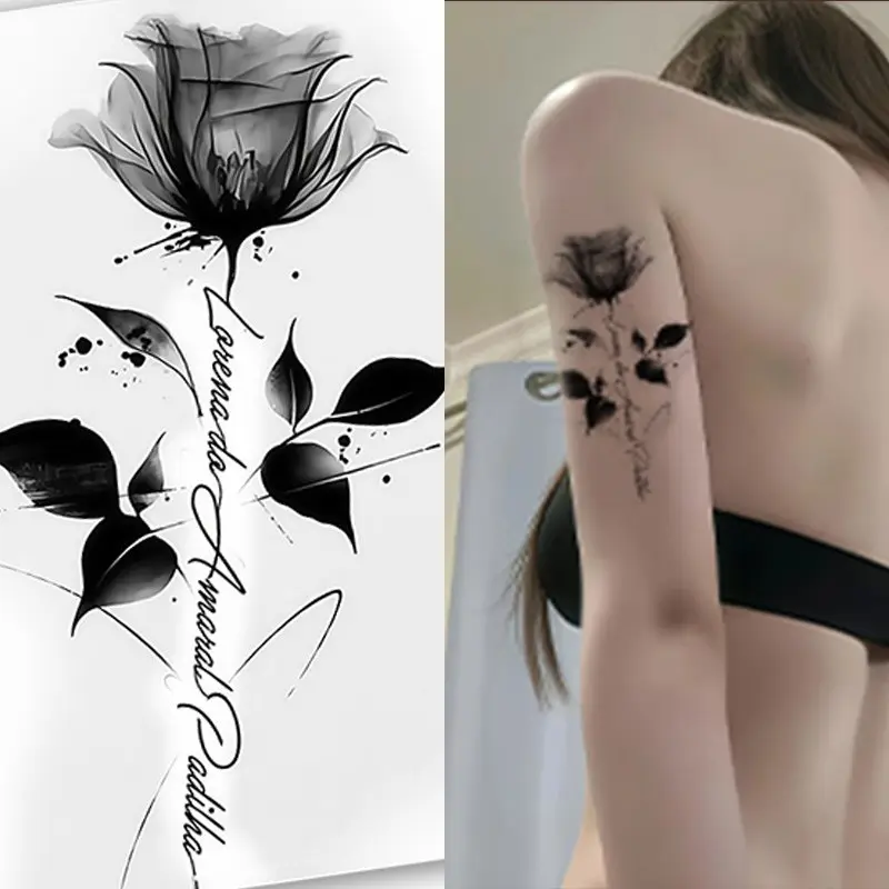 DesignMyTat Customizable Flower Tattoo Design, Waterproof Floral Body Tattoo Sticker, Lasts 7-14 Days, Unisex Arm Roll-On Tattoo