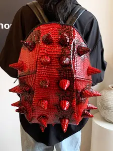 Fashionable Creative Backpack, Novelty Spiked Design Backpack, Casual PU Leather Backpack for Women & Men, Trendy All-match School Bag for Daily Use, Fashion Durable Backpack, Stylish Daypacks