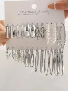 Minimalist Chic Round-shaped Hoop Earrings Set, Earring Stacking Set, Round Design Matching Earrings, Earrings for Women, Vintage Jewelry Accessory for Daily Use, Cute Cool Female Accessories, Fashionable Hoop Earrings, Versatile Earrings