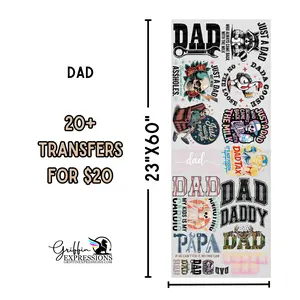 Dad | Dollar Deals DTF Transfer Gang Sheet For Graphic Tees