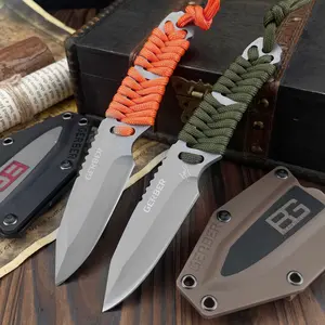Bg Multifunctional Survival Fixed Blade Knife, 8cr13mov Blade, Nylon Rope Handle, Edc Outdoor Camping Knife, Rescue Tool with Sheath, Tactical Knives