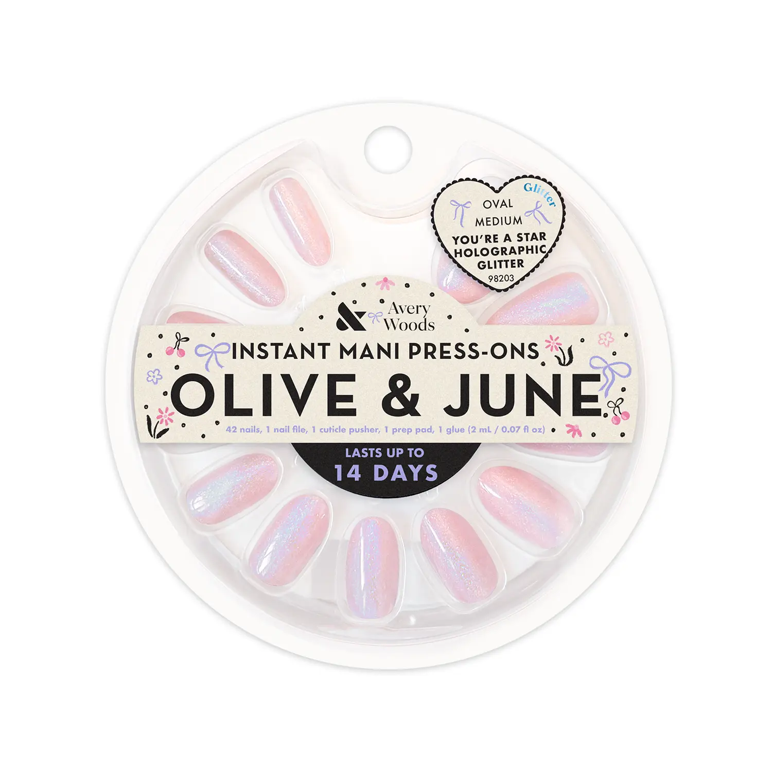 You're a Star Holographic Glitter - Avery Woods Press On Nails | Medium | Oval