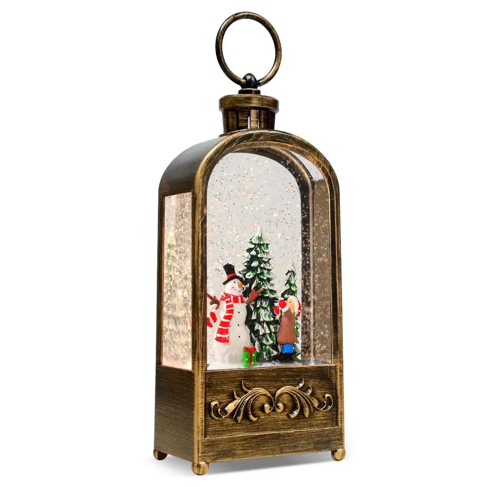 Christmas Snow Globes Lantern, Musical Water Lantern, Snowman and Christmas Tree Scene Rotating Flashing Lanterns, Holiday Decoration Xmas Gifts Light Plastic