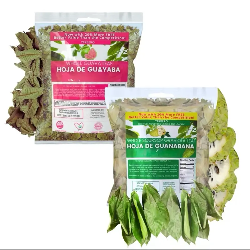 Viral Herbal Tea Bundle - Graviola Soursop Guanabana Leaf + Guava Leaf  - Premium Whole Sun Dried  Leaves - Calidad Premium, 100% All Natural Delicious Fresh Tea | From Mexico | Premium Wildcrafted. Beverage Traditional