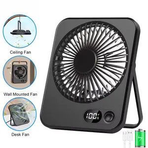Desk Fan Portable Mini Fan Foldable Table Fan With 5 Gear USB Rechargerable Wall Fan Student Desktop Hang Fan For Office Home#fathersdaygift