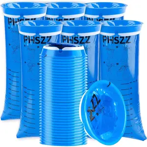 40 Pack Vomit Bags Disposable, Leak Resistant Barf Bags, Portable Blue Vomit Bag, 1000 Ml Emesis Puke Throw Up Nausea Motion Sickness Bag for Car, Aircraft, Taxi Cleaning