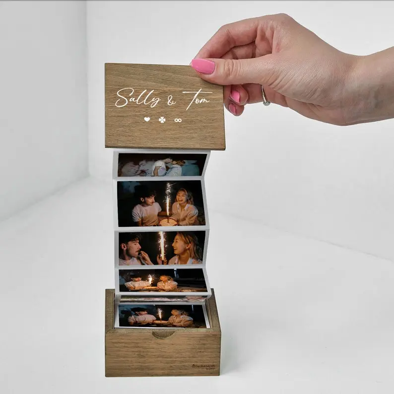 Custom Wooden Photo Box Personalized Memory Keepsake Box Trinket Wood Box Customized Wooden Photo Frame Shadow Box Gift