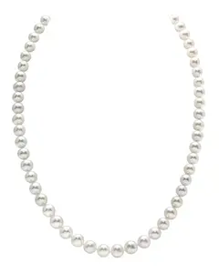 The Pearl Source 14K Gold 5.0-5.5mm AAAA Quality White Freshwater Cultured Pearl Necklace for Women in 17" Princess Length