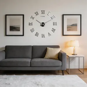 Vintage Roman Numeral Wall Clock, DIY Acrylic Mirror Clock, Easy Installation, 3D Acrylic Mirror Clock, Adjustable Size, Creative Home Decor, Living Room, Bedroom, Home Goods