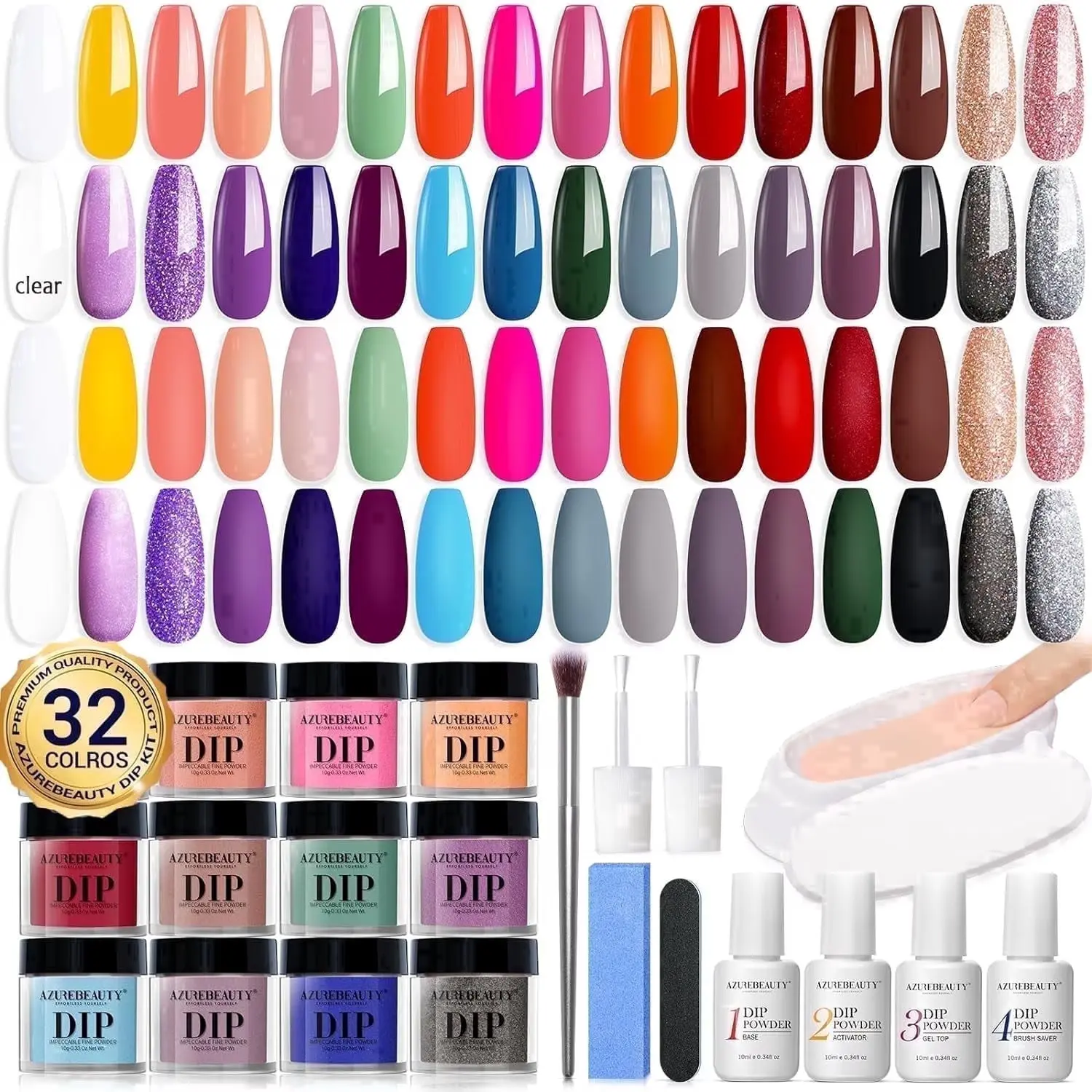 32-Piece Dip Powder Nail Starter Kit for DIY French Nail Art, Multicolor