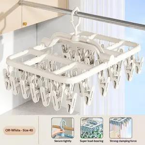 1 Rotating Socks Underwear Clothes Drying Rack with Multiple Clips, Foldable Plastic Multi-functional Hanger, Windproof Drying Hanger, Suitable for Small Clothing Items, Space-saving Drying Solution, Applicable to Bedroom, Dormitory, Travel