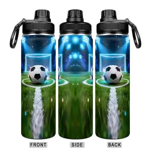 22oz Soccer Sports Water Bottle, BPA-Free, Leak-Proof Lid, Insulated, Portable with Handle, Ideal Gift for Football Fans, Boys, Teens, Campus Use, Insulated Water Bottles