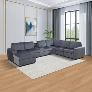 Luxury Dark Grey Microfiber 8-Piece Couch Set, Easy Clean Padded Cushion Ergonomic Design Large Living Room Furniture
