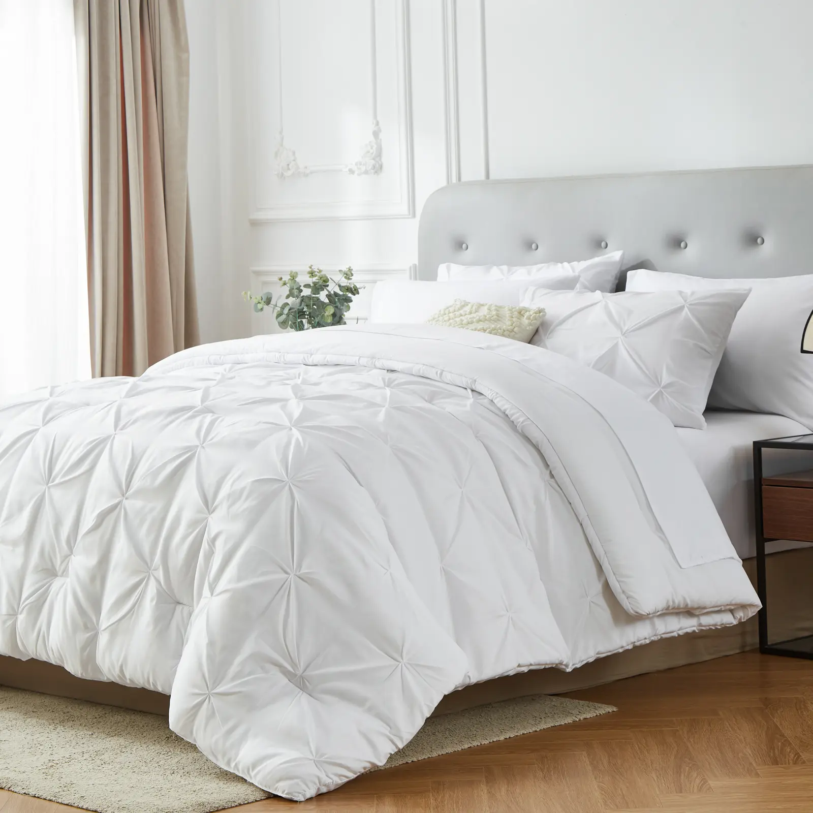 Soft Washable Comforter Set - 7-Piece Set,Full size,  Hotel Quality, Multi-Color, Cloud-like, Ultra-Soft, Elegant Design, Machine Washable, Luxury Bedroom Decor Accessories, Breathable, All-Season Bedding, Microfiber Bed Set, Queen Comforter Set