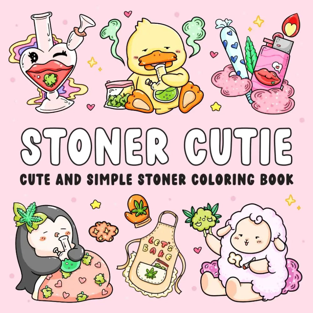Stoner Cutie Cute and Simple Stoner Coloring Book for Adults Featuring 40 Trippy Animal Characters and Psychedelic Stoner-Themed Designs for Relaxatio