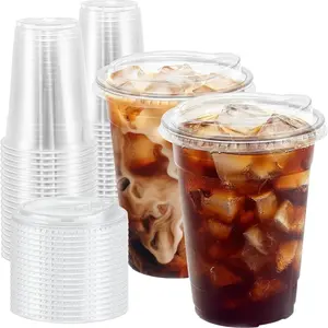 10 Set 360ml Clear Cold Cups with Leakproof Sip Lids Durable Plastic Drinking Cups for Iced Coffee Iced Latte Milk Tea Milkshake Cold Beverages To-Go Cups for Home Takeout Restaurant Cafe