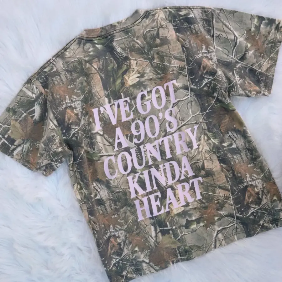 90s Country Kinda Heart Camo Graphic Tee Unisex Streetwear Shirt