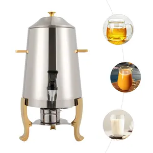 CNCEST 13L/3.43Gal Hot Beverage Dispenser Coffee Chafer Stainless Steel Hot Drink Tea Dispenser with Fuel Tray & Tripod Stand for Hotels Restaurants Events