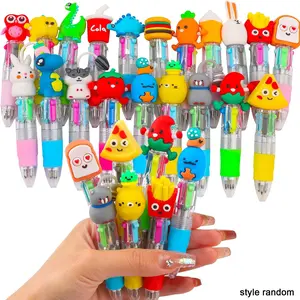 20 Mini Cartoon Multicolor Pens, 4-In-1 Cute Ballpoint Pens, Fun Kawaii Pencils, Kids' Christmas Party Birthday Gifts, Funny Teacher Pens