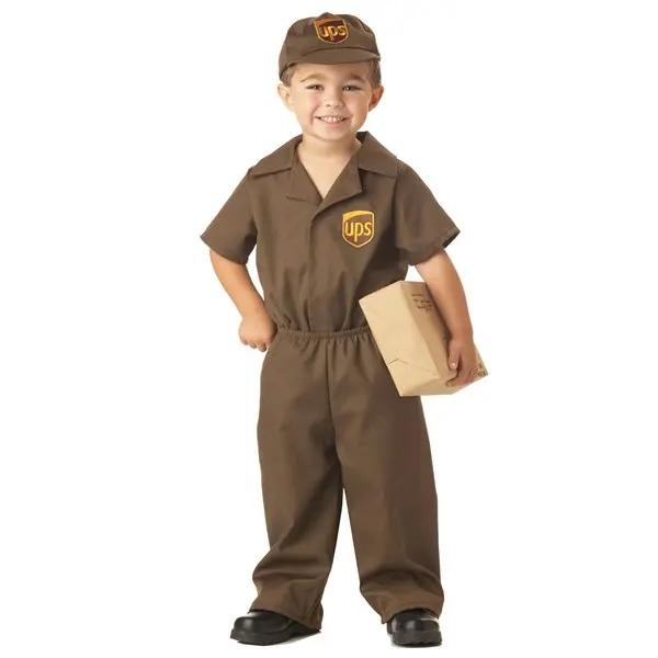 HalloweenCostumes Toddler UPS Delivery Costume, Kids' Boys' Fashion Outfit with Twill-Polyester Cotton Fabric, Baseball Caps & Embroidered Patches