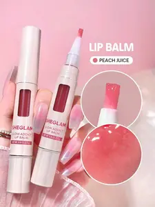 SHEGLAM Glow Addict Lip Balm – Peach Juice | Moisturizing High-Shine Lip Balm Gloss | Nourishing Lip Care with Brush
