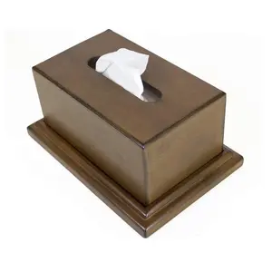 212 MAIN Wooden Solid Wood Tissue Box with Felt Accents, Walnut Finish, Hidden Valuables Compartment, Removable Gun Concealment, Medium Brown Home Decor Accessory