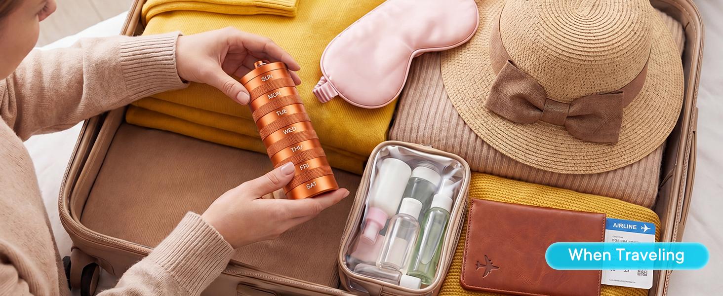 Weekly Metal Pill Organizer 2 Times a Day, Waterproof Travel Pill Case, Aluminum Alloy AM PM Pill Organizer, BPA Free 7 Day Daily Medicine Organizer Holder for Vitamin, Fish Oil, Supplement, dealsforyou, summerwins