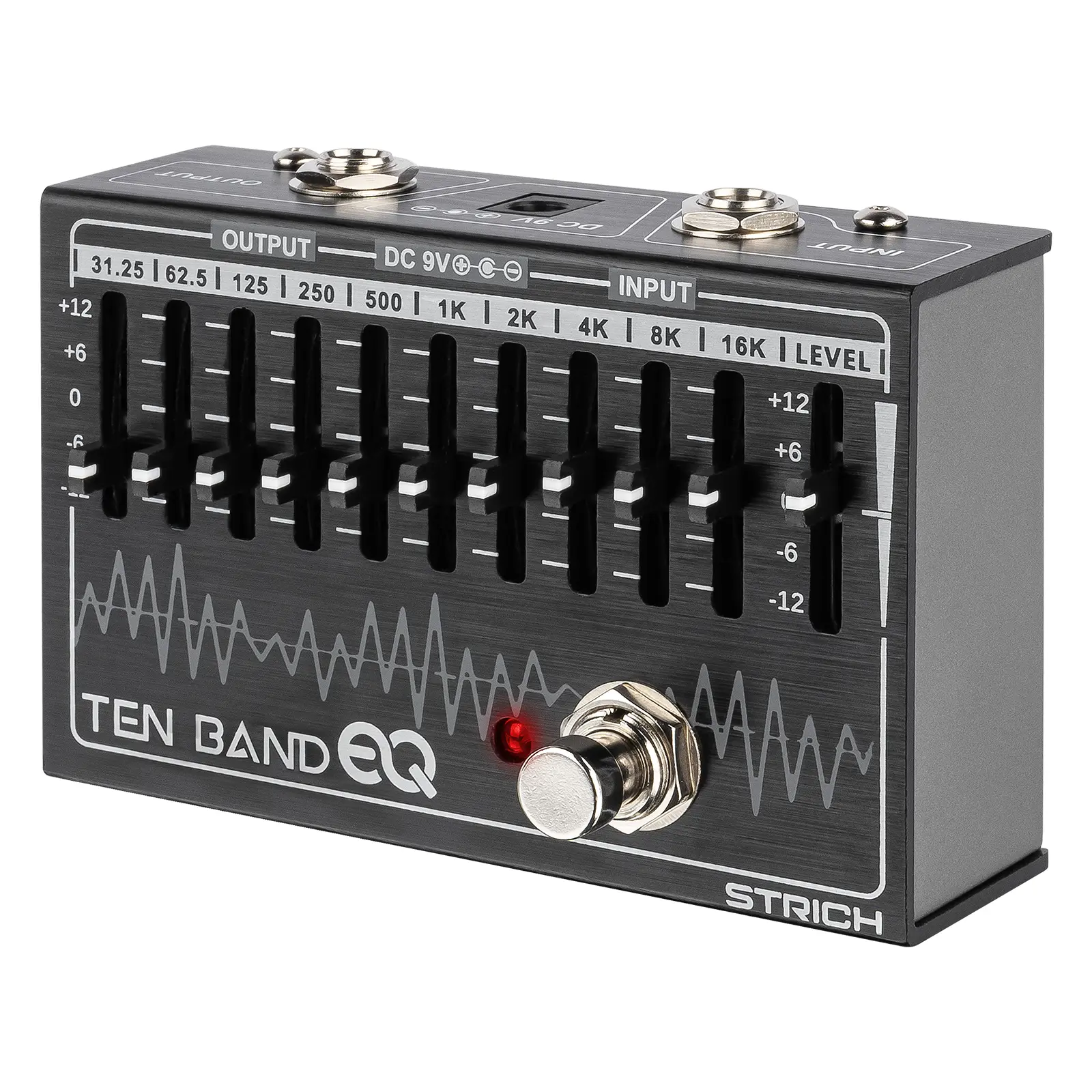STRICH EQ Pedal for Electric Guitar 10-Band Equalizer Effects Pedal ±12dB Gain/Attenuation 10 Frequency Bands (31.25Hz–16kHz)