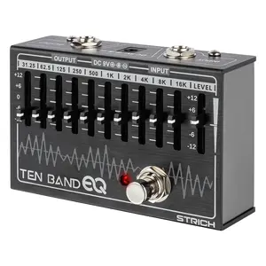 STRICH EQ Pedal for Electric Guitar,10-Band Equalizer Effects Pedal, Equalizer for Guitar and Bass, 10 Frequency Bands (31.25Hz–16kHz) with ±12dB Gain/Attenuation for Each Band,TEN BAND EQ outdoorfun