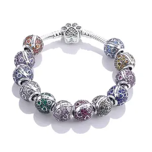 MULA December birthstone beads, S925 silver plated with cubic zirconia - heart-shaped design, perfect with Pandora bracelets and necklaces, an ideal gift for birthdays and special occasions