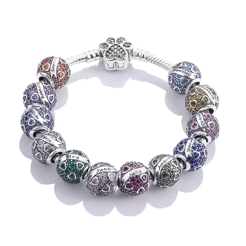 MULA S925 Silver-Plated Heart-Shaped December Birthstone Beads with Cubic Zirconia - Compatible with Pandora Bracelets & Necklaces, Ideal Birthday Gift, Heart-Shaped Beads