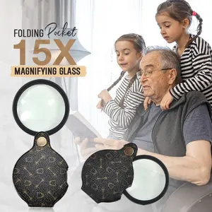 Compact Magnifier | Folding Magnifier - 15x Magnifier for Reading, Inspection, Coins, Jewelry, Exploring the Elderly
