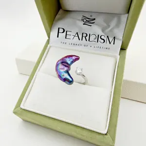 【Adee】PEARLISM Dainty Everyday Moon Baroque Pearl Ring | Silver CZ Hypoallergenic-AFBR002